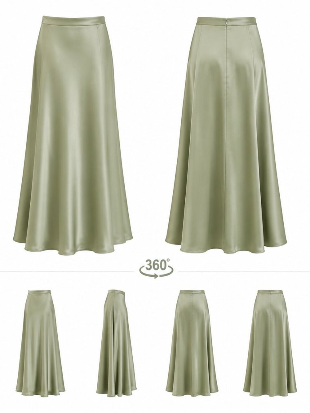 Sage Satin Maxi Skirt – Flowy A-Line Slip Alfred Angelo Skirt